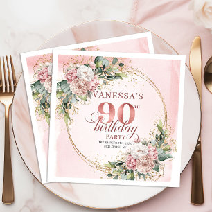 Boho Rose Gold Blumen 90. Geburtstagsfeier Tisch Serviette