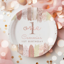Boho Rose Gold Blush Regenbogen 1. Geburtstag Part