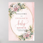 Boho Rose Gold Floral Baby Shower Welcome Sign Poster (Vorne)