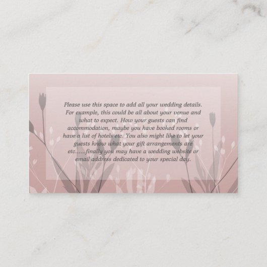 Boho Rose Gold Foliage Hochzeitdetails Begleitkarte