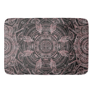 Boho Rose Gold Gray Mandala Elegantes Design Badematte