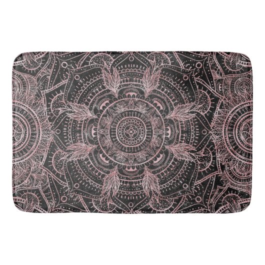 Boho Rose Gold Gray Mandala Elegantes Design Badematte (Vorderseite)