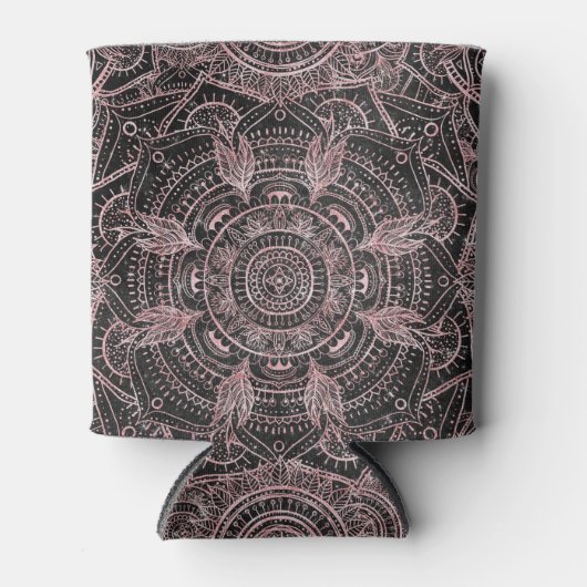 Boho Rose Gold Gray Mandala Elegantes Design Dosenkühler (Vorderseite)