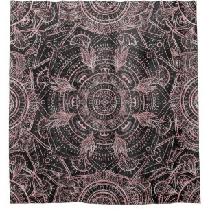 Boho Rose Gold Gray Mandala Elegantes Design Duschvorhang