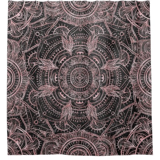 Boho Rose Gold Gray Mandala Elegantes Design Duschvorhang (Vorderseite)