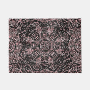 Boho Rose Gold Gray Mandala Elegantes Design Fußmatte
