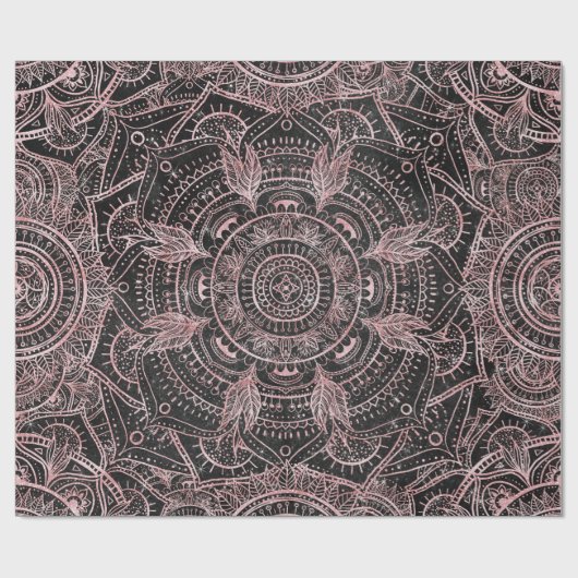 Boho Rose Gold Gray Mandala Elegantes Design Geschenkpapier (Flach)