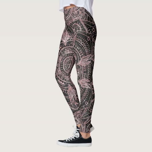 Boho Rose Gold Gray Mandala Elegantes Design Leggings (Links)