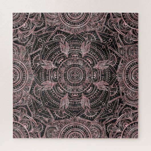 Boho Rose Gold Gray Mandala Elegantes Design Puzzle (Vertikal)