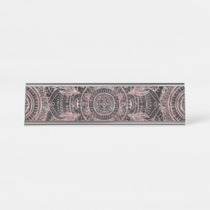 Boho Rose Gold Gray Mandala Elegantes Design Schreibtischnamensplakette