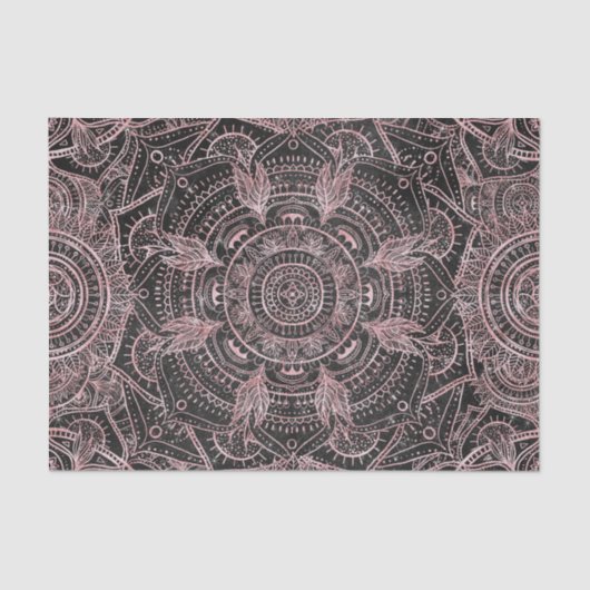 Boho Rose Gold Gray Mandala Elegantes Design Seidenpapier (Vorderseite)