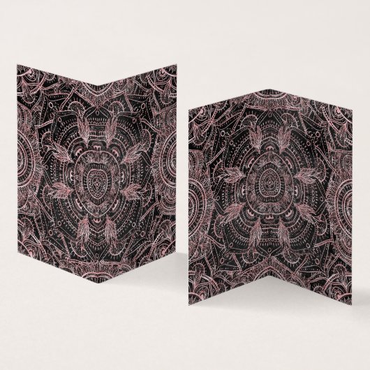 Boho Rose Gold Gray Mandala Elegantes Design Visitenkarten (Innenseite und Außenseite)
