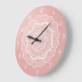 Boho Rose Gold Mandala Art Große Wanduhr (Winkel)