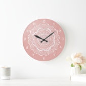 Boho Rose Gold Mandala Art Große Wanduhr (Zuhause)