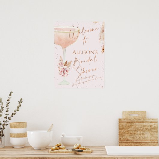 Boho Rose Gold Message Brautparty Willkommen Poster (Küche)