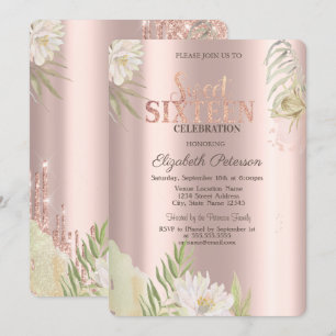 Boho Rose Gold Sweet 16 Einladung