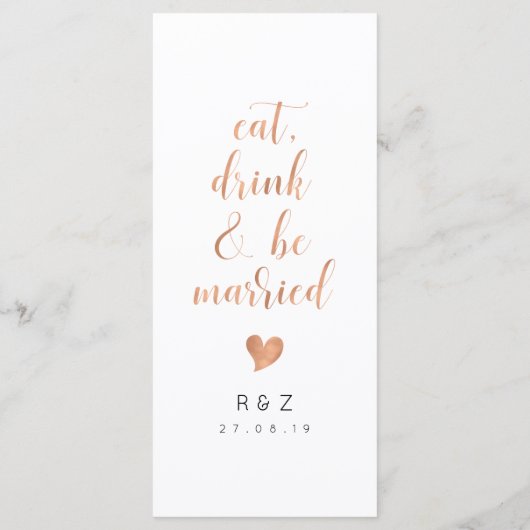 Boho Rose Gold Wedding Menu Menükarte (Rückseite)