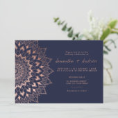 Boho Rose Goldblume Spitzen Mandala Hochzeit Einladung (Stehend Vorderseite)