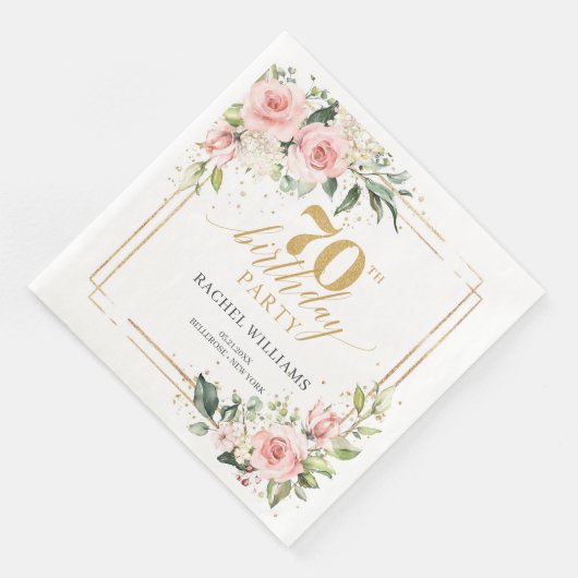 Boho Rose Goldblüteneukalyptus 70. Geburtstag Serviette (Ecke)