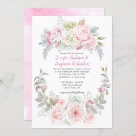 Boho Rose Hydrangeas Floral Wedding Einladungen