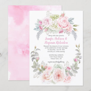 Boho Rose Hydrangeas Floral Wedding Einladungen