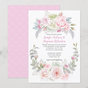 Boho Rose Hydrangeas Floral Wedding Einladungen