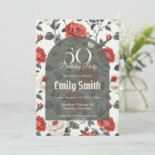 Boho Rose Inspired Happy Birthday Einladung (Stehend Vorderseite)