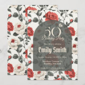 Boho Rose Inspired Happy Birthday Einladung (Vorne/Hinten)