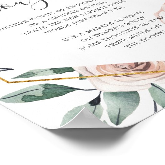 Boho Rose Kinderdusche Windeln Gedanken Unterschre Poster (Ecke)