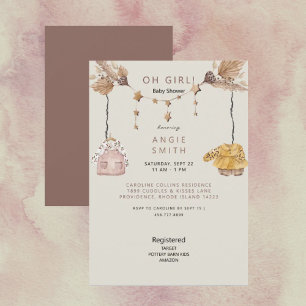 Boho Rose Oh Girl Clothes Kinderdusche Einladung