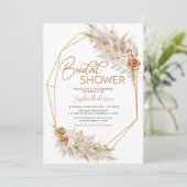 Boho Rose Pampas Grass Bohemisches Brautparty Einladung (Stehend Vorderseite)