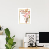 Boho Rose Pampas Grass Dry Palm Poster (Heimbüro)