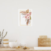 Boho Rose Pampas Grass Dry Palm Poster (Küche)