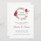 Boho Rose Pampas Wir sind Verlobte Verlobung der F Einladung (Vorne/Hinten)