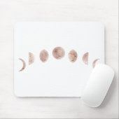 Boho Rose Pink Moon Phases Moderne Minimal Mousepad (Mit Mouse)