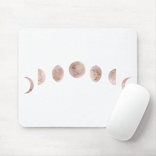 Boho Rose Pink Moon Phases Moderne Minimal Mousepad (Mit Mouse)