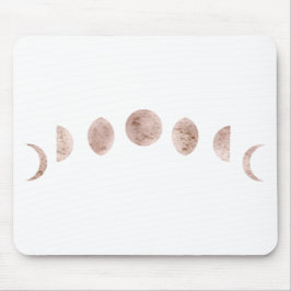Boho Rose Pink Moon Phases Moderne Minimal Mousepad