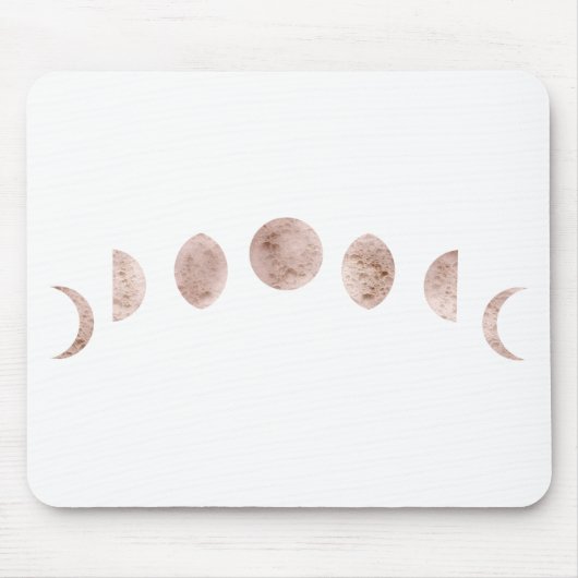 Boho Rose Pink Moon Phases Moderne Minimal Mousepad (Vorne)