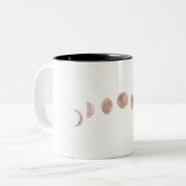 Boho Rose Pink Moon Phases Moderne Minimal Zweifarbige Tasse (Vorderseite Links)