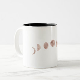 Boho Rose Pink Moon Phases Moderne Minimal Zweifarbige Tasse