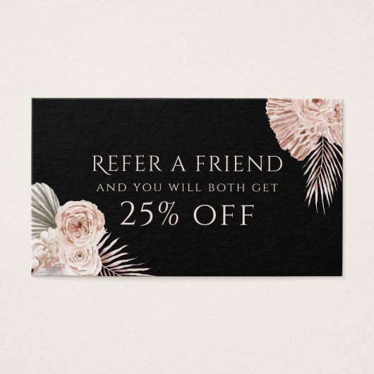 Boho Rose Schwarze Referenzkarte (Vorderseite)