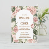 Boho Rose staubrosa Rahmen - Hochzeitseinladung Einladung (Stehend Vorderseite)