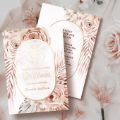 Boho Rose Taufen Foil Einladung