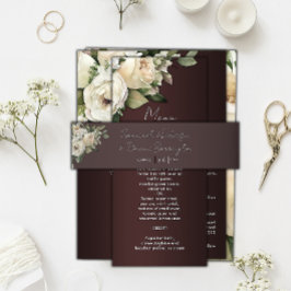 Boho Rose über Elegant Burgundy Wedding Einladungsbanderole