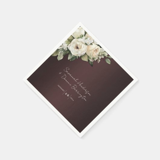 Boho Rose und Elegant Burgundy Wedding Serviette (Ecke)