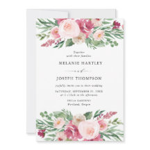 Boho-Rosé und Pink Frühlings-Aquarell-Blumenhochze