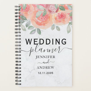 Boho Rose Watercolor Burnt Orange Wedding Planer