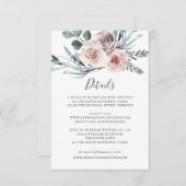 Boho Rose Wedding Details Card Einladung (Vorne/Hinten)