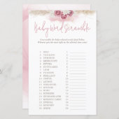 Boho Rose Word Scramble Animals Baby Showspiel (Vorne/Hinten)