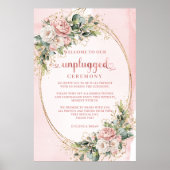 Boho-Roségold-Blumen-Unplugged-Zeremonie-Schild Poster (Vorne)